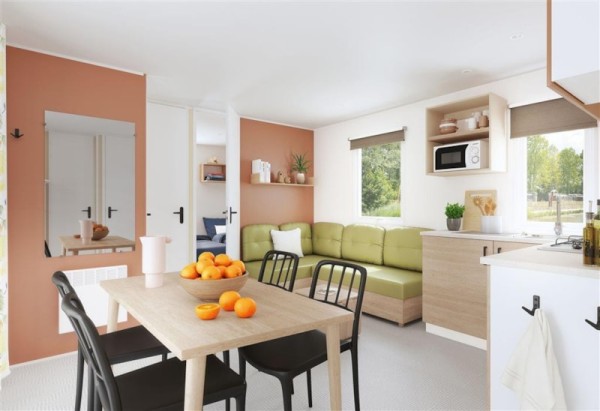 Mobile-home L'Aigoual PREMIUM 33m² (3 bedrooms) + Half-covered terrace 18m² + TV + Dishwatrasher 6 Ppl. - Flower Camping La Dourbie